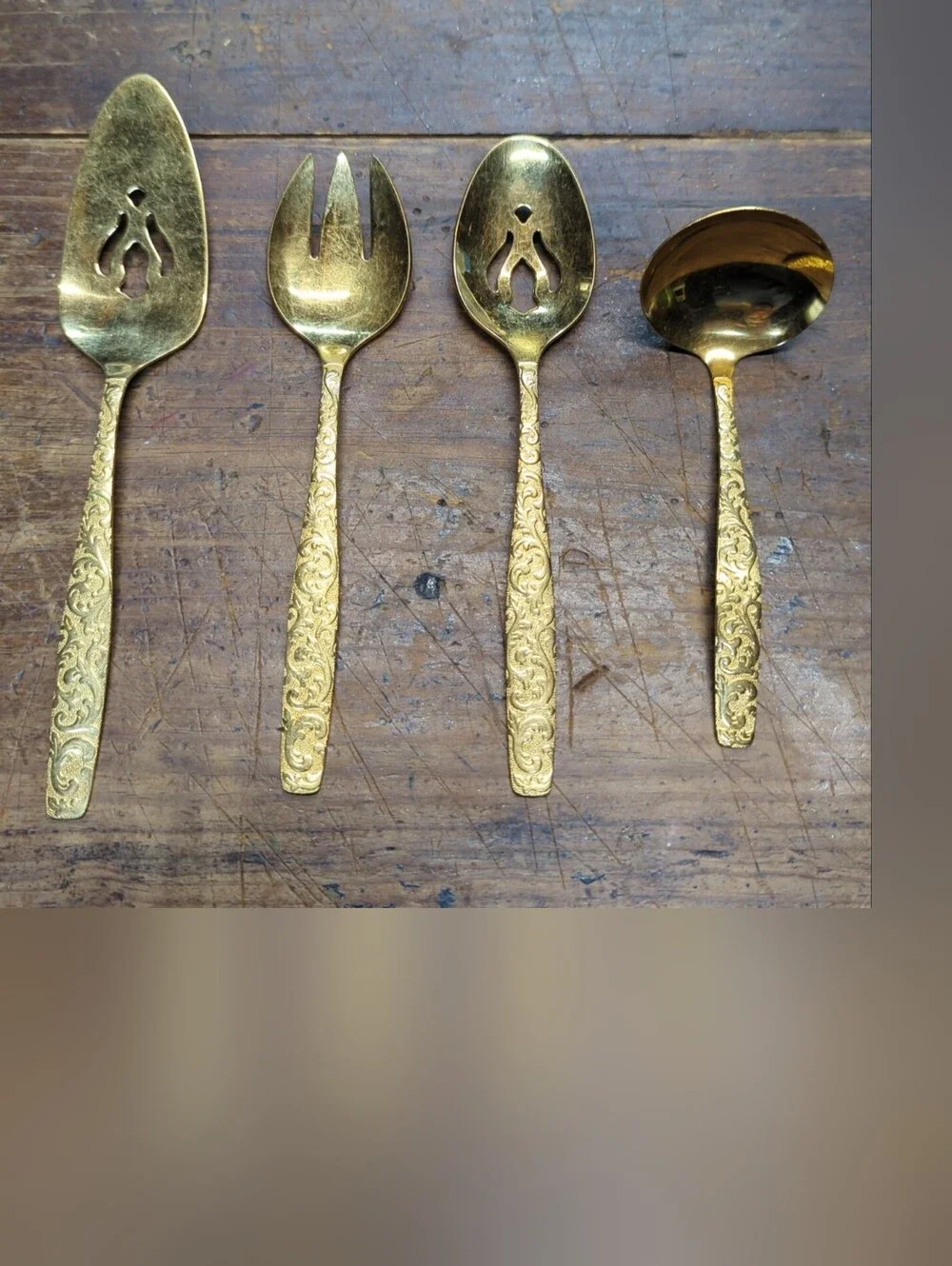 Americana Golden Heritage Gold Decorative Serving Set Flatware Intl Silver